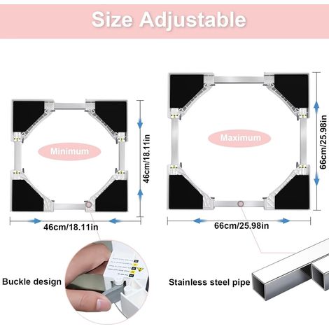 Bunthaus Waschmaschinen-auflagekit Höhenverstellbar 48-75cm • Stapelhalterung Für Waschmaschine & Trockner • Anti-rutsch & Platzsparend • Bis 500kg Belastbar • Inkl. Montagematerial