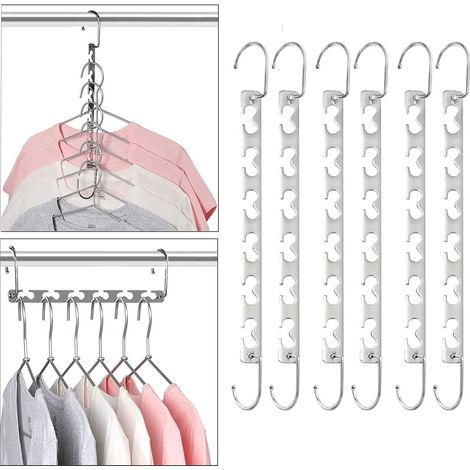 Bunthaus Platzsparende Kleiderbügel, Magische Metallbügel Aus Edelstahl, Rutschfest, Multifunktionaler Platzsparender Kleiderbügel-organizer In Schränken (6er-set) -inhhub