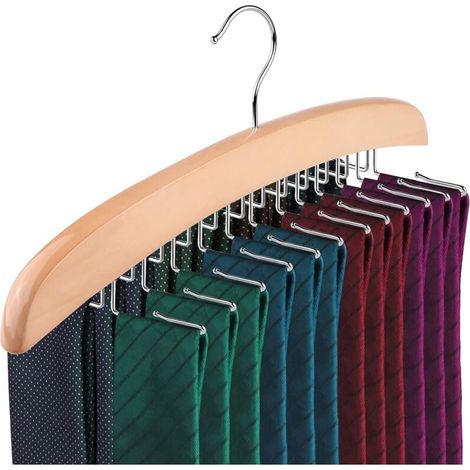 Bunthaus Krawattenhalter, Herren-krawattenablage, Gürtelorganizer Aus Naturholz Mit Um 360° Drehbarem Metallhaken Für Ihre Kleiderschrankorganisation