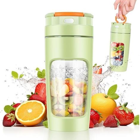 Bunthaus Tragbarer 600-ml-standmixer, Tragbarer Smoothie-maker, Leistungsstarker Smoothie-mixer Mit 20.000 U/min Und 4 Klingen, Mini-mixer Mit Reisedeckel Für Küche, Fitnessstudio, Büro (grün)