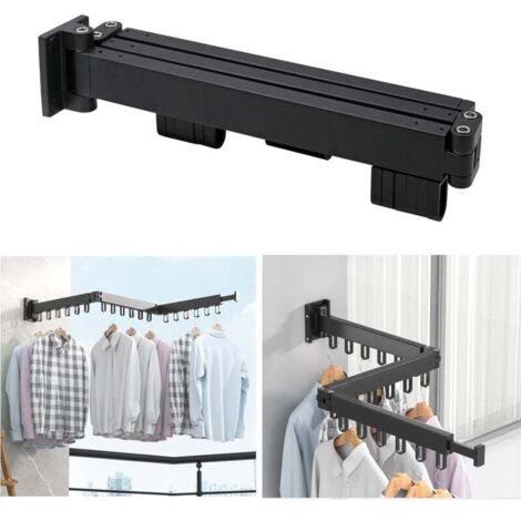 Bunthaus Zusammenklappbarer Wäscheständer Für Den Innenbereich, Wäschetrockner Aus Aluminium, 3-stufige, Wandmontierte, Zusammenklappbare Wäschestange, Wäscheständer Für Waschküche, Badezimmer, Wohnzi