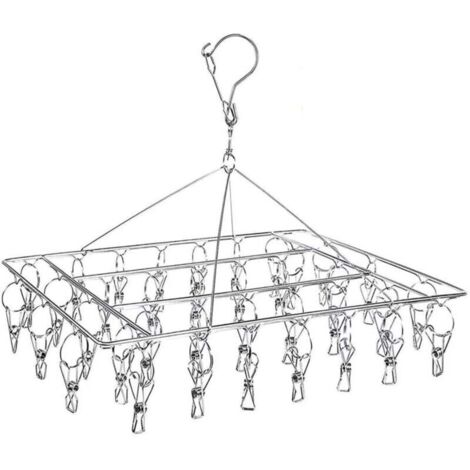 Bunthaus Socken-trockenständer, Wäscheständer Zum Aufhängen Mit 36 Windfesten Edelstahlclips Für Socken, Unterwäsche, Kleidung, Handtücher (1 Stück Kleiderbügel)
