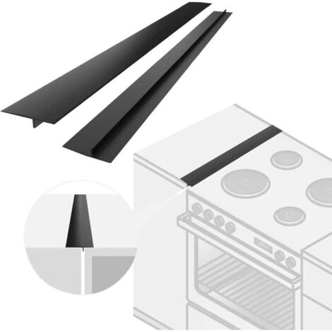 Bunthaus Küchenarbeitsplattendichtung, 2 Streifen À 63 Cm Länge, Abschlussleiste Für Küchenarbeitsplatten, Zum Abdichten Zwischen Herden, Backöfen Und Waschmaschinen (schwarz)