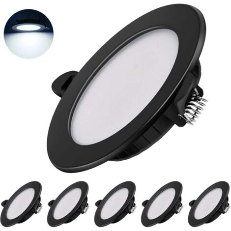 Bunthaus Ultradünne Led-einbaustrahler 230 V – 6er-pack 7-w-einbaustrahler, Energieeffiziente Deckenstrahler, Schutzart Ip44, Für Bad, Küche, Wohnzimmer (schwarz, 6000 K) [energieklasse F]