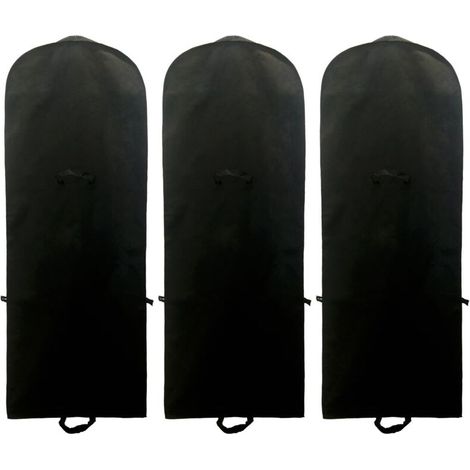 Bunthaus [3er-set] Atmungsaktive Kleiderhülle (180 Cm) Für Lange Kleidung Und Brautkleider, Kleider, Anzüge, Mäntel, Jacken Etc., Schwarz