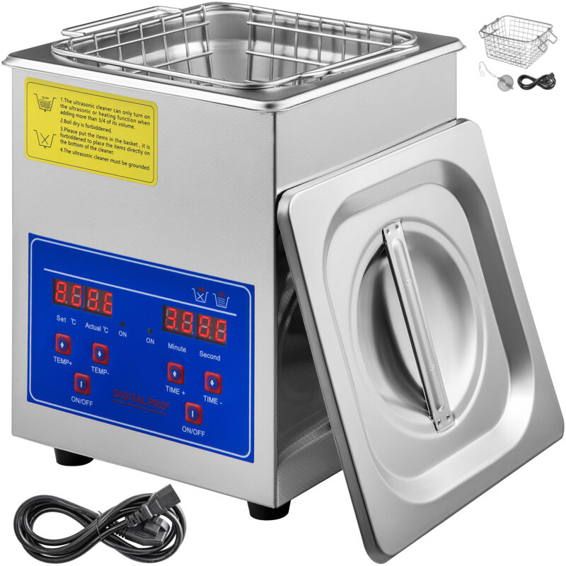 2-liter-ultraschallreiniger Aus Edelstahl – 40 Khz Frequenz – 60 W Leistung – Digitaler Timer Zur Reinigung Von Schmuck Und Werkzeugen