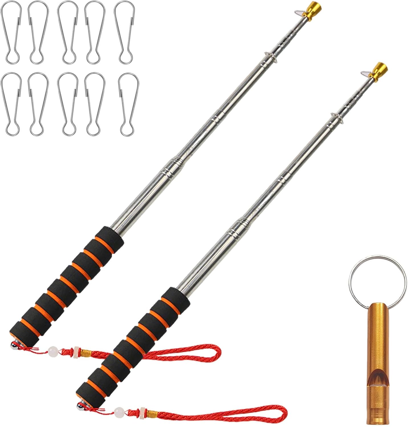 Teleskop-fahnenmast, 2 Stück 3m Teleskop-fahnenmast, Fahnenmast, Teleskop-fahnenmast, Mit Rutschfestem Griff, Clip Und Pfeifen, Für Camping, Reiseführer, Partys