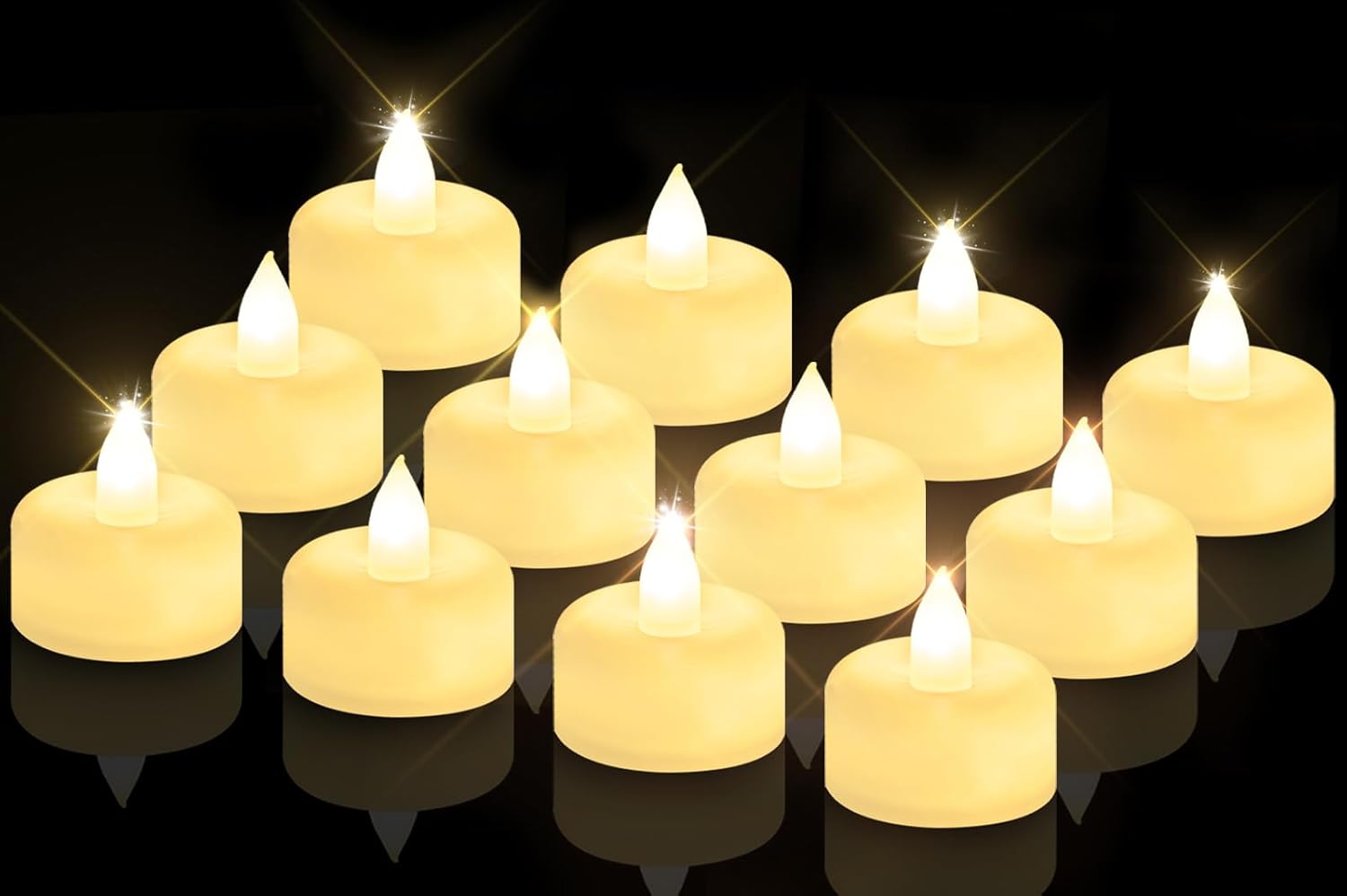 12er-pack Batteriebetriebene Flammenlose Led-teelichter, Künstliche Elektrische Teelichter Mit Warmweißem Flackern Für Kerzenhalter, Weihnachten, Hochzeit, Party Und Heimdekoration