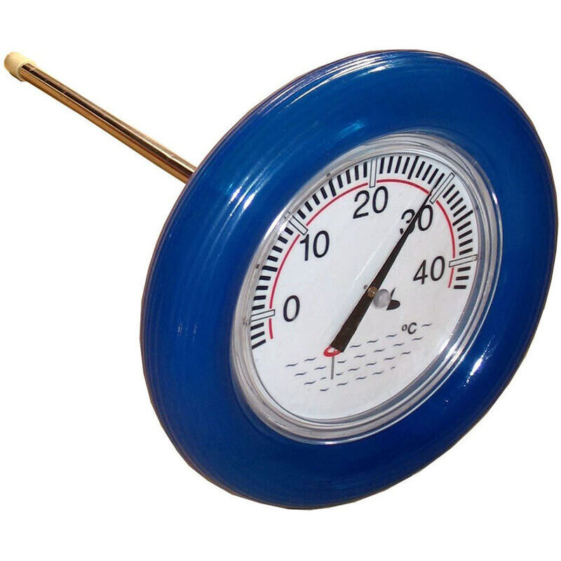 Schwimmbadthermometer Mit Blauem Schwimmring – Kunststoffgehäuse – Edelstahlsonde – Großes Zifferblatt (26,5 Cm)