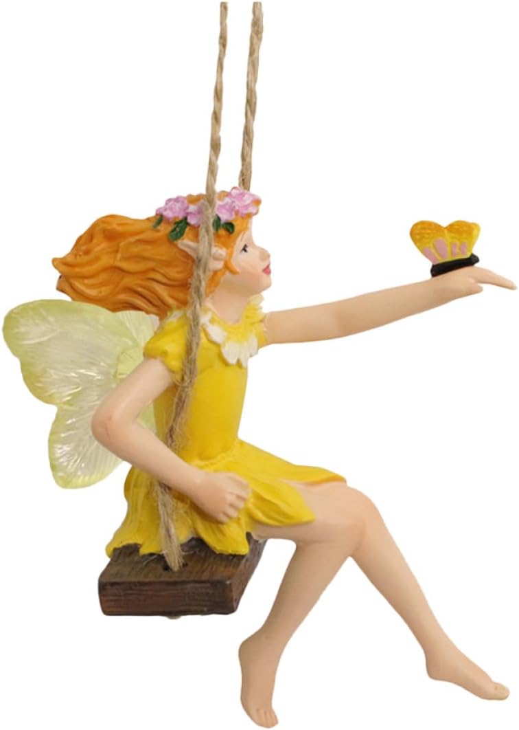 Feenschaukelstatue Aus Harz Für Den Garten, Duftende Außendekoration, Zarte Und Niedliche Verzierung Für Terrasse Und Hof