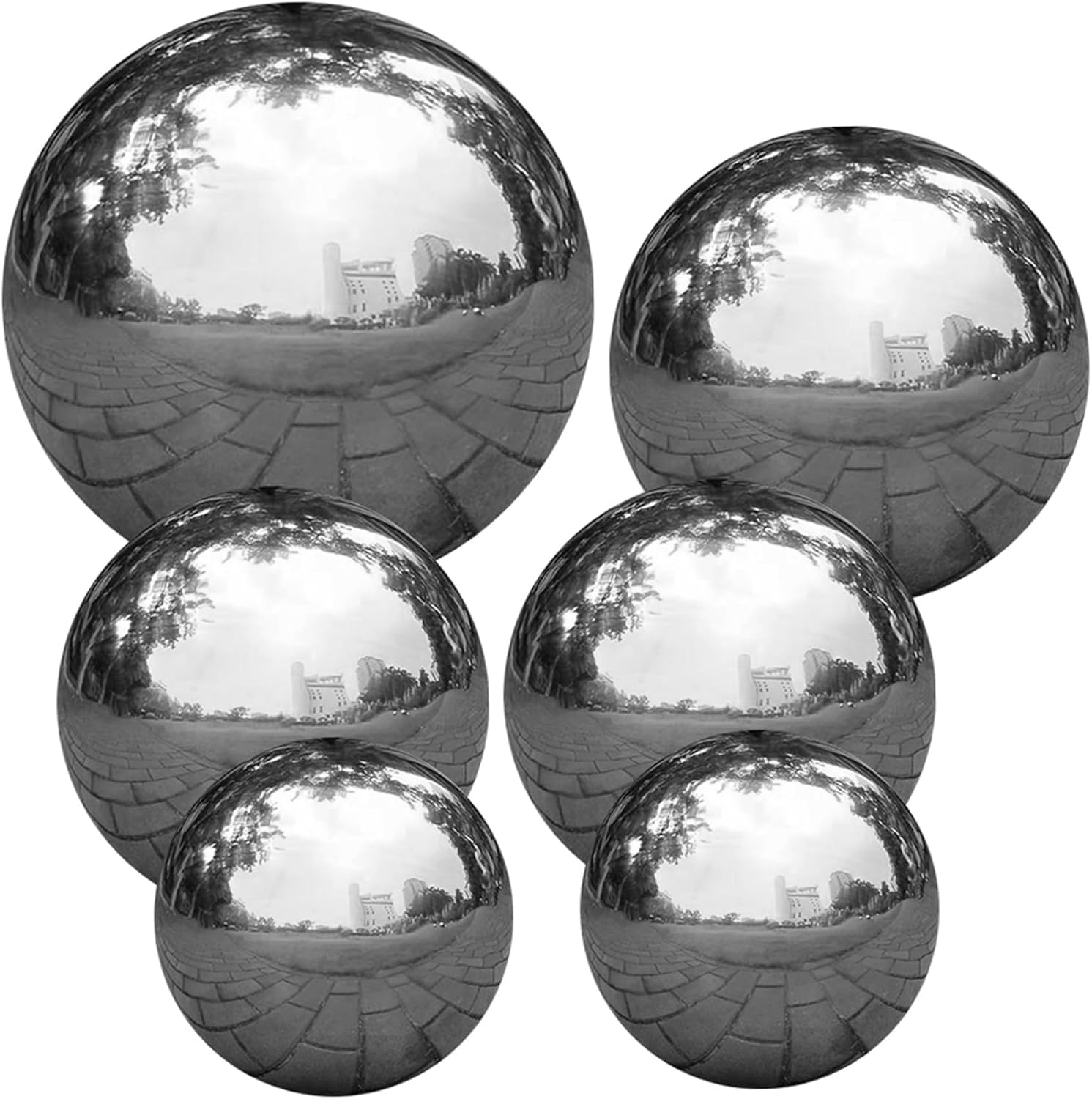 Beobachtungskugel Aus Edelstahl, 6 Stück, 5,1–15,2 Cm, Silberne Spiegelkugeln, Reflektierende Gartenkugel Für Teich, Heimdekoration