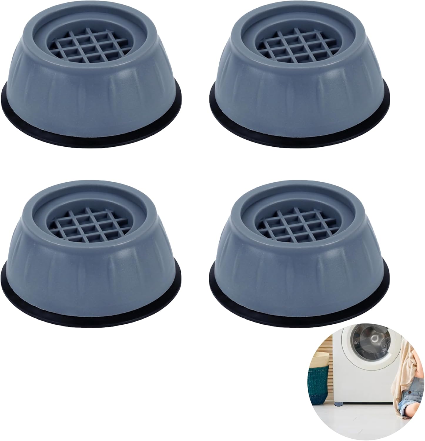 4 Stück Anti-vibrations-waschmaschinen-fußpolster, Waschmaschinen-fußpolster, Anti-vibrations-pad, Rutschfeste Kunststoff-gummi-pads, Stapelbar, Für Wäschetrockner, Möbel, Kühlschränke