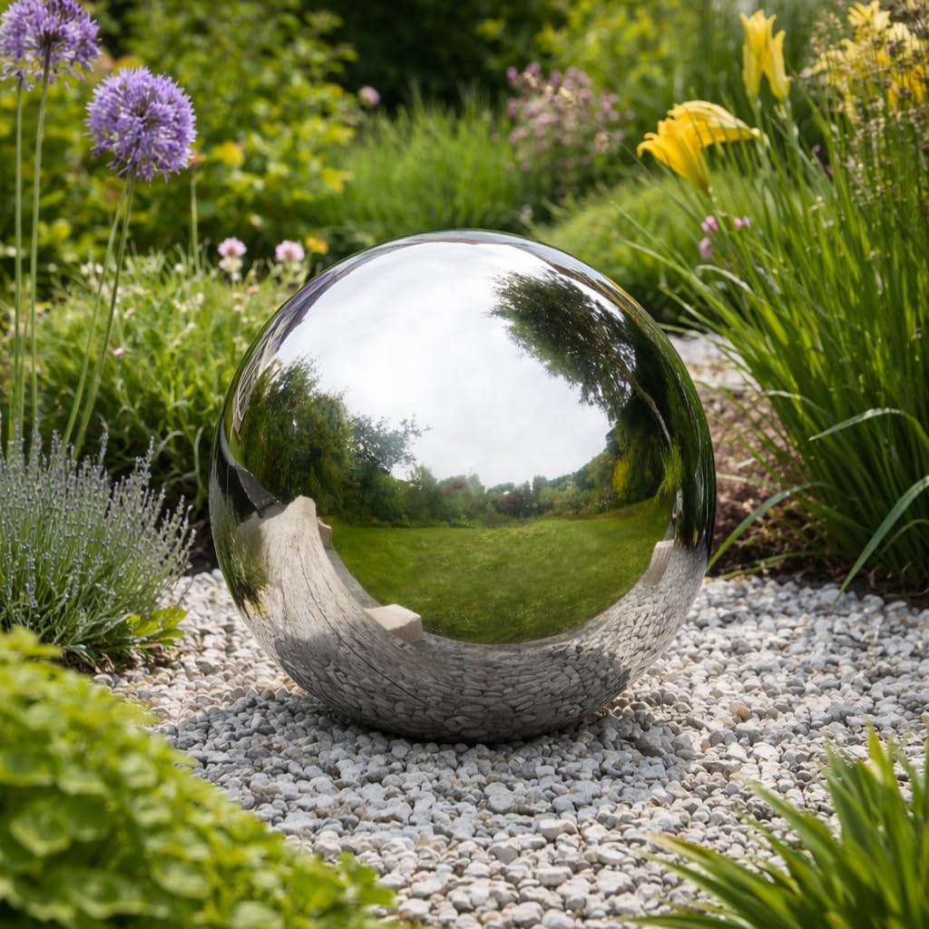 Edelstahl-beobachtungskugel, Reflektierende Hohlkugel, 25 Cm, Poliertes Silber, Schwimmende Kugel Für Gartendekoration, 25 Cm