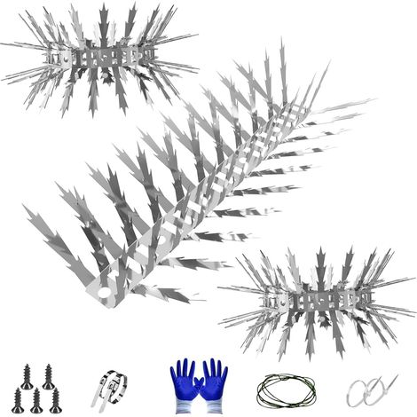 Vogel- Und Eichhörnchenabwehrspitzen, 4,2 Meter Kletterschutz Für Zäune, Gärten, Bäume Und Dächer, Edelstahl, 5 Cm Lange, Ahornblattförmige Spitzen
