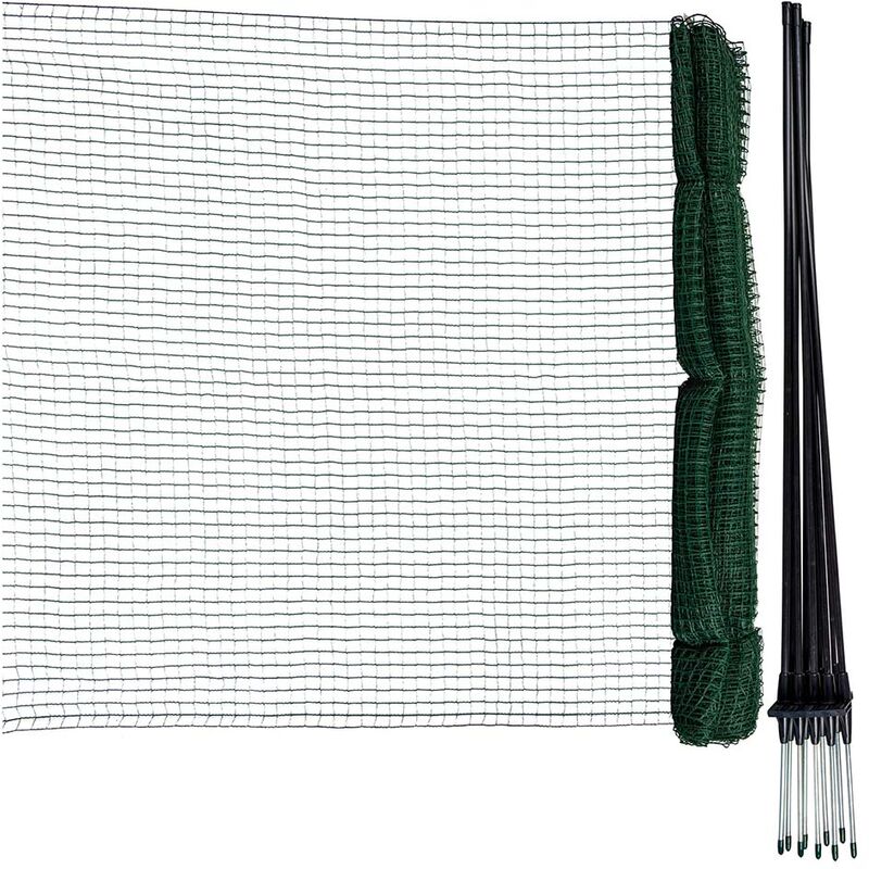 Geflügelnetz Mit Kleiner Maschenweite, 15 M – Höhe 90 Cm – Maschenweite 1,7 X 1,7 Cm – 9 Fiberglasheringe Im Lieferumfang Enthalten
