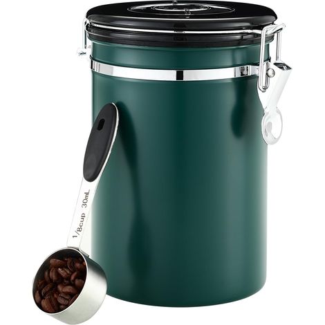 Cafe Grain 1,8 Liter Edelstahl-kaffeemaschine Mit Datumsanzeige Und Edelstahllöffel, Kaffeebohnenbehälter Für Kakao-haselnuss-tees