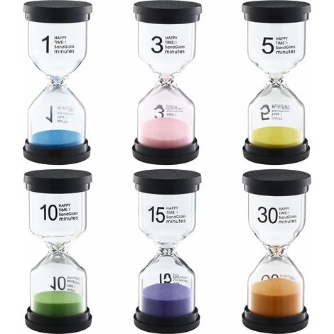 6er-set Bunte Sanduhren Für Kinder (1/3/5/10/15/30 Minuten), Geeignet Für Kinderalltag, Lernen, Spielen, Zeitmessung, Küche, Büro, Schule – Dekoration