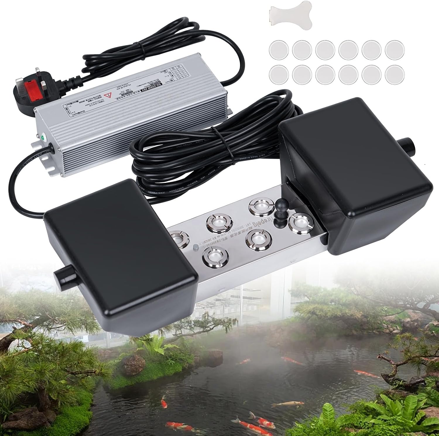 Ultraschall-nebelgerät, 6 Köpfe, 5,5 L/h, Mit Wasserdichtem Netzteil Und Bojen, Teich-luftbefeuchter Für Halloween, Weihnachten, Hochzeit, Party