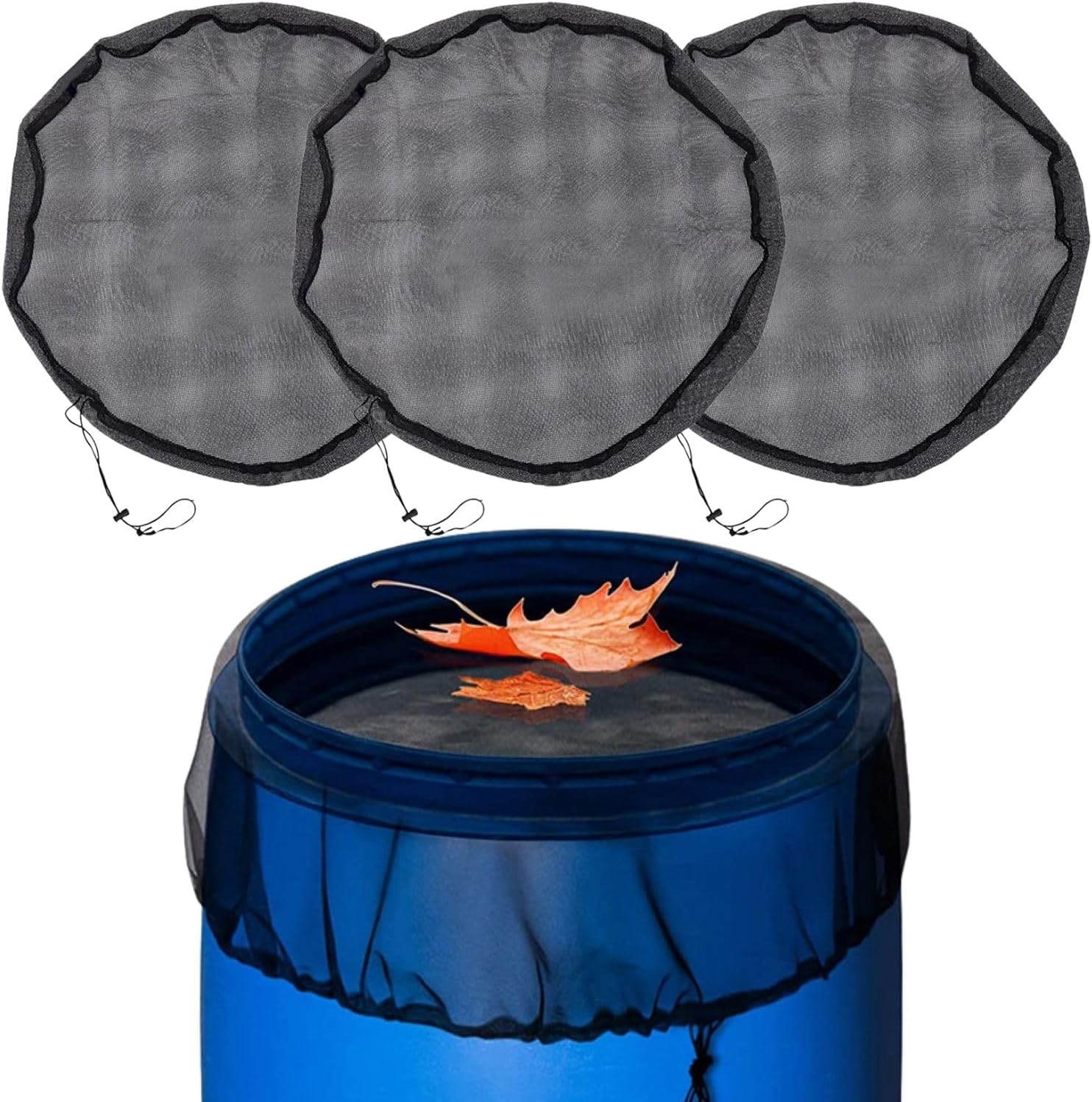 Set Mit 3 Regentanknetzen 100 Cm – Verstellbar – Mit Kordelzug – Durchmesser: Schutz Vor Blättern Und Insekten