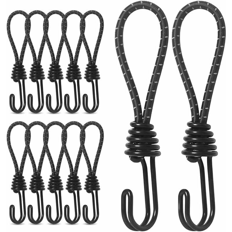 Elastische Bungee-seile Mit Haken, 12er-packung, Universelle Elastische Bungee-seile Mit Verschlüssen Für Planen, Segeltuch, Banner, Stützen, Gummibänder Für Planen, Elastische Gummi-bungee-seile