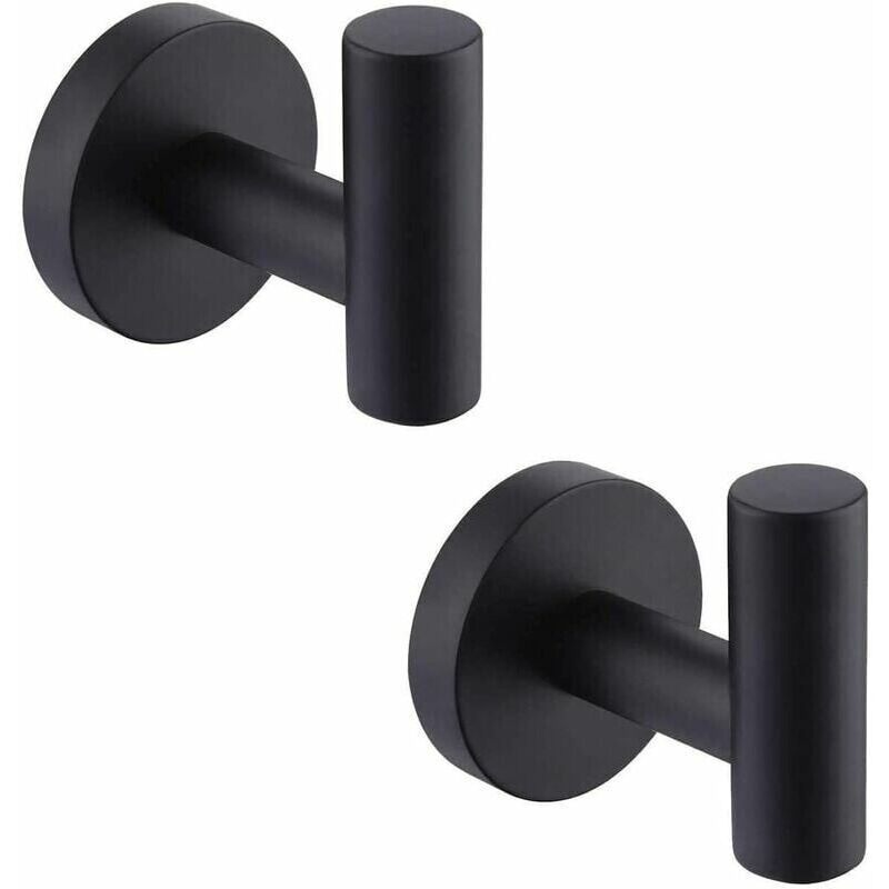 Wandhandtuchhaken In Mattschwarz Aus Edelstahl Sus304 – Schraubmontage – Maximale Traglast 5 Kg – 2er-set