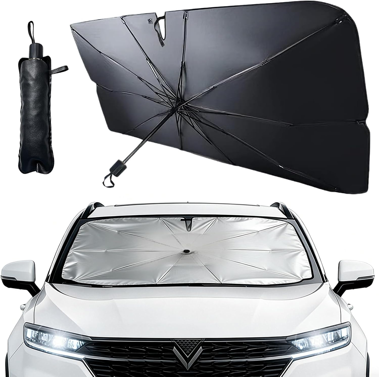 Auto-sonnenschutz Für Die Windschutzscheibe, 140 X 80 Cm, Auto-sonnenschutz, Faltbarer Anti-uv- Und Anti-hitze-regenschirm, Faltbare Windschutzscheibe, Universeller Sonnenschutz Für Suv, Mpv Und Autos