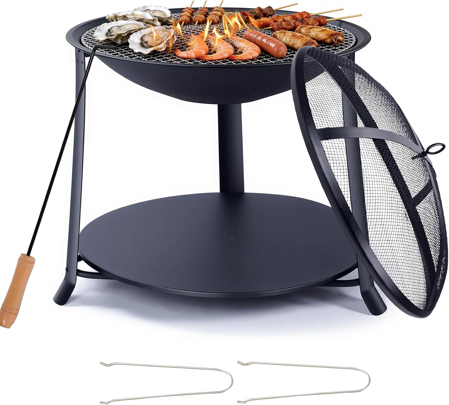 Grill-feuerstelle Für Den Außenbereich, 55 Cm, Garten-feuerstelle Mit Funkenschutz, Garten-feuerstelle Für Terrasse, Terrasse, Innenhof, Camping