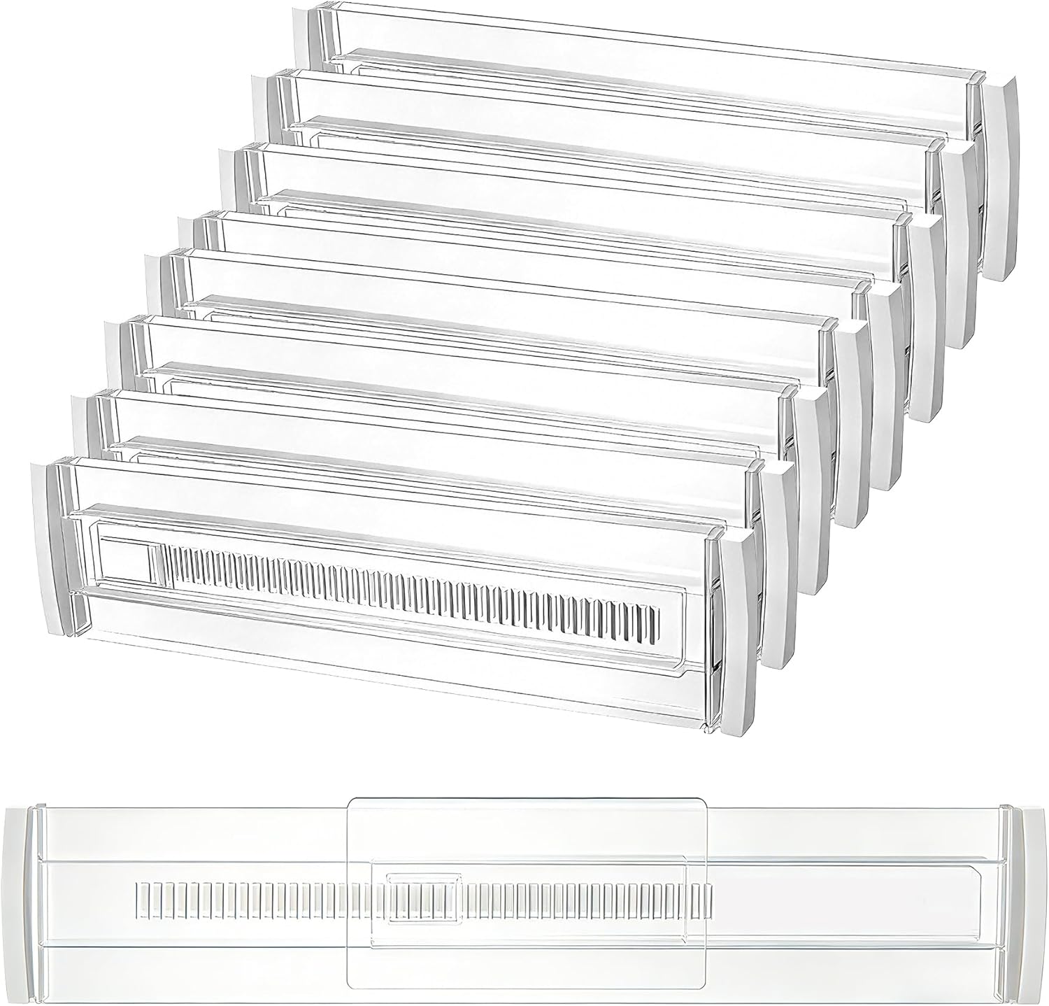 8 Verstellbare Schubladeneinteiler Aus Kunststoff (30–50 Cm), Für Auszugsschubladen, Verstellbarer Schubladenorganizer Für Kleidung, Küche, Büro Und Aufbewahrung