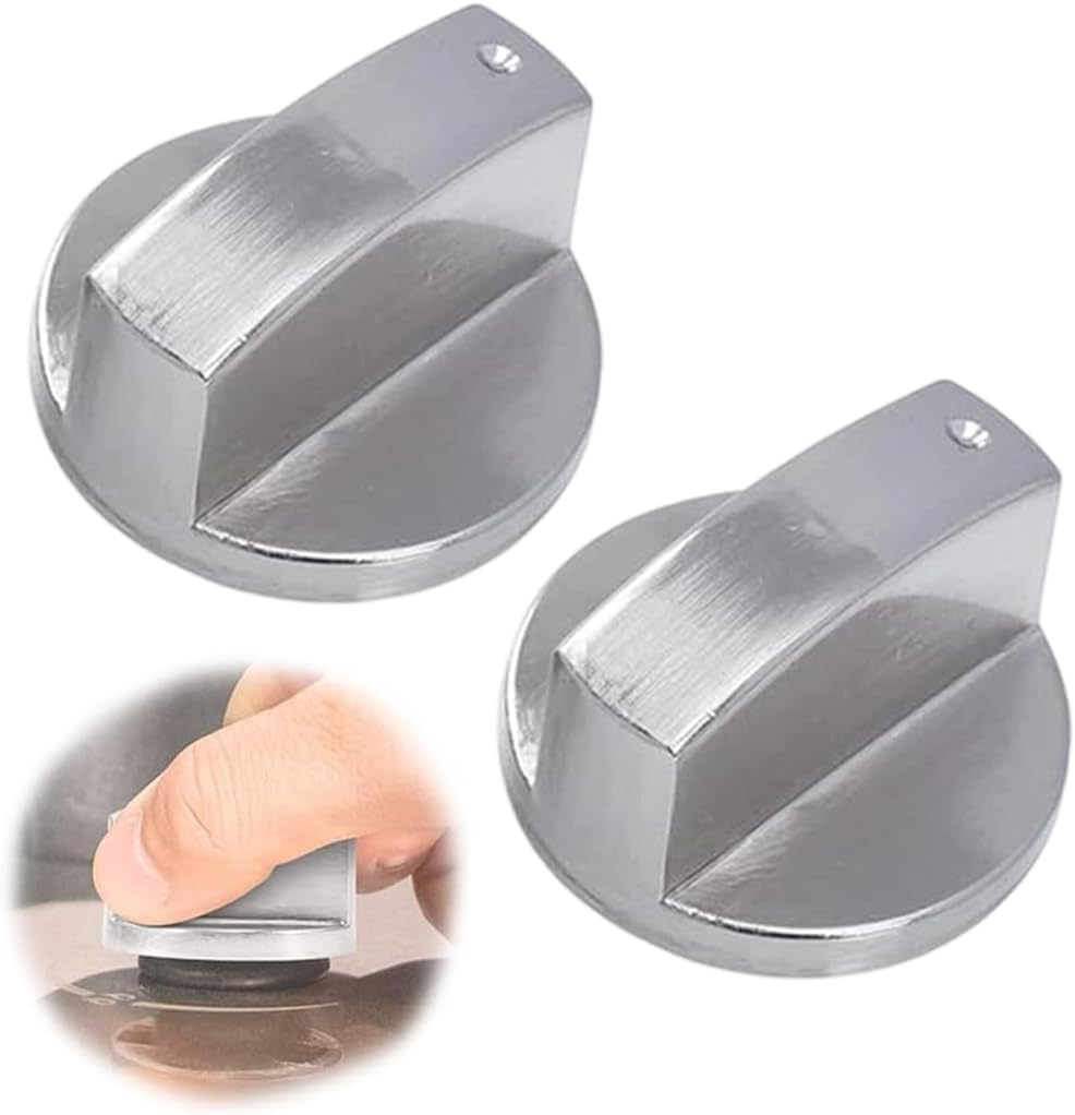 2er-pack Gasherd- Und Backofen-bedienknopf Aus Zinklegierung – Universelle Metall-ofenschalter (6 Mm) (silber)