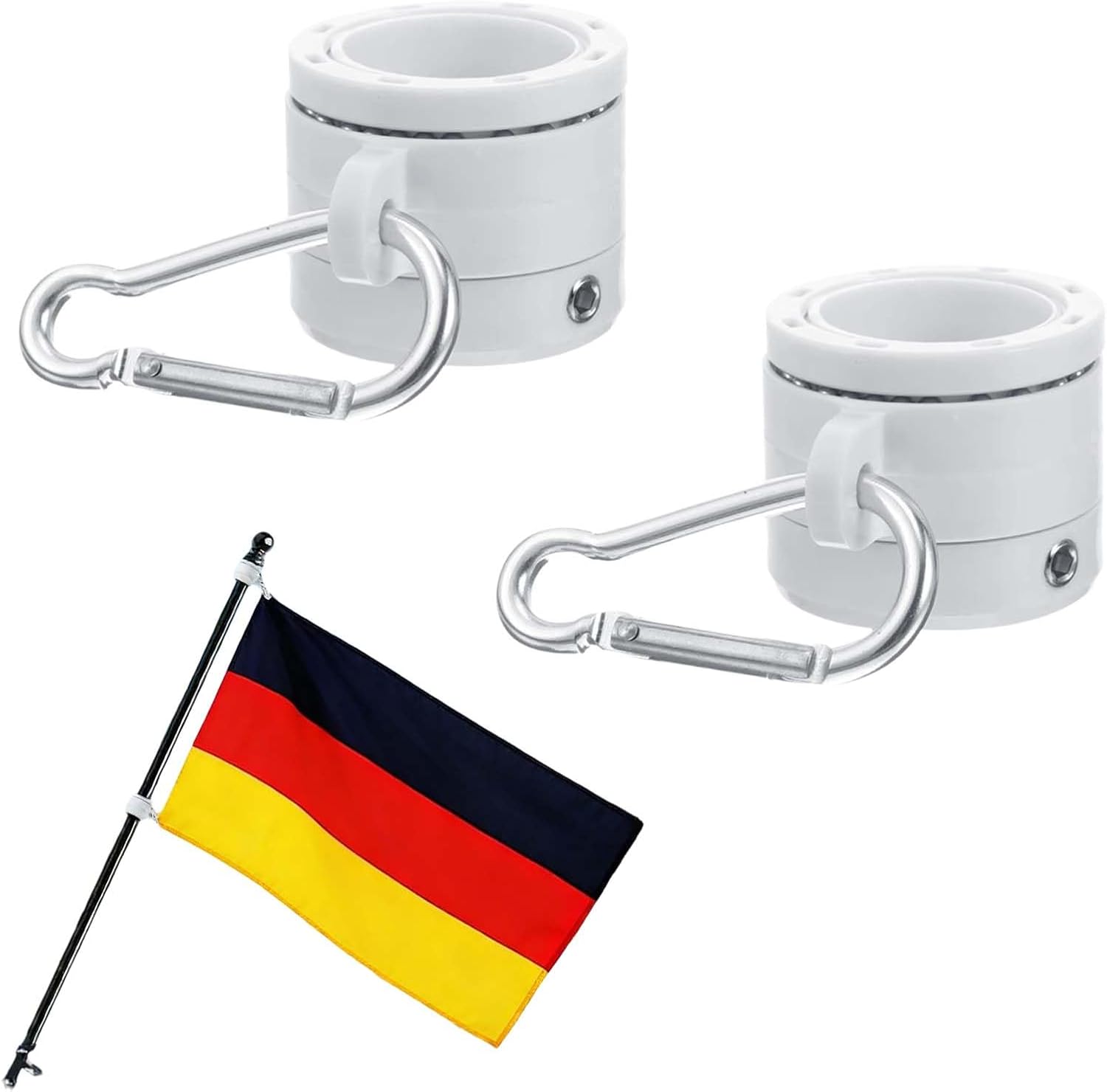 2 Stück Fahnenmast-ringe, Fahnenmast-befestigungsringe, Kunststoff-fahnenmast-ringe, Mit Karabinern, Verstellbar, Zur Befestigung Von Fahnen Usw.