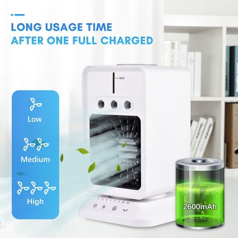 Tragbarer Tischventilator, Mini-luftkühler, Luftbefeuchter, Mit 3 Einstellbaren Windgeschwindigkeiten, Timer, Usb, Verdunstungskühlung, Für Zuhause, Schlafzimmer Usw.