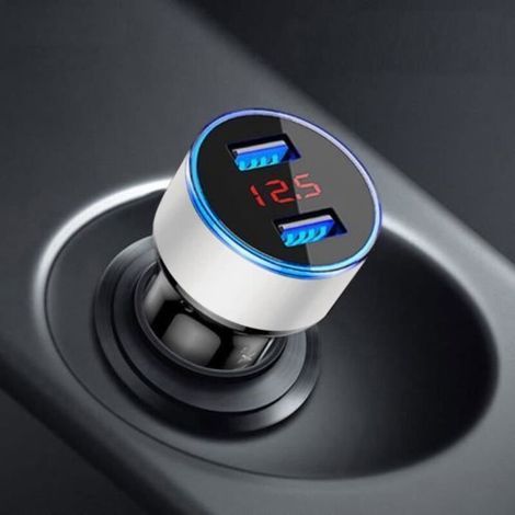Zigarettenanzünder-ladegerät – Duo2762 – 3,1 A – 2 Usb-anschlüsse – Lcd-display – Überspannungsschutz