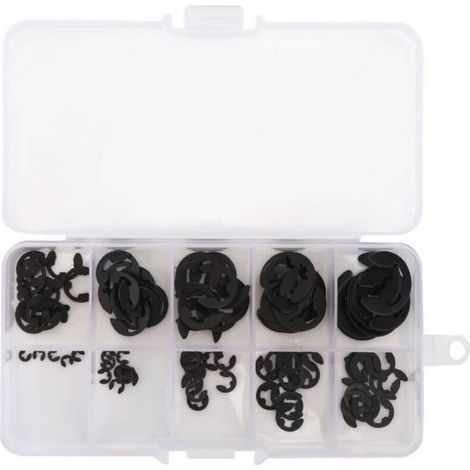 Eiffel 120-teiliges E-clip-sicherungsring-set, Offener Sicherungsring, Schwarzer Manganstahl, In Box, 1,5–10 Mm