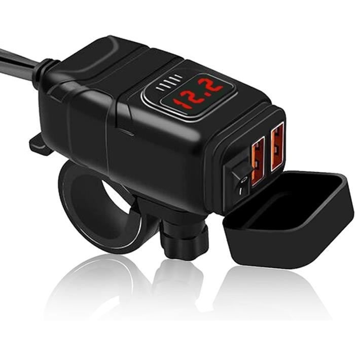 Motorrad-usb-stecker, Qc3.0 Motorrad-usb-handyladegerät Sae-auf-usb-adapter Mit Ip65 Wasserdichtem Voltmeter Und Ladeschutz