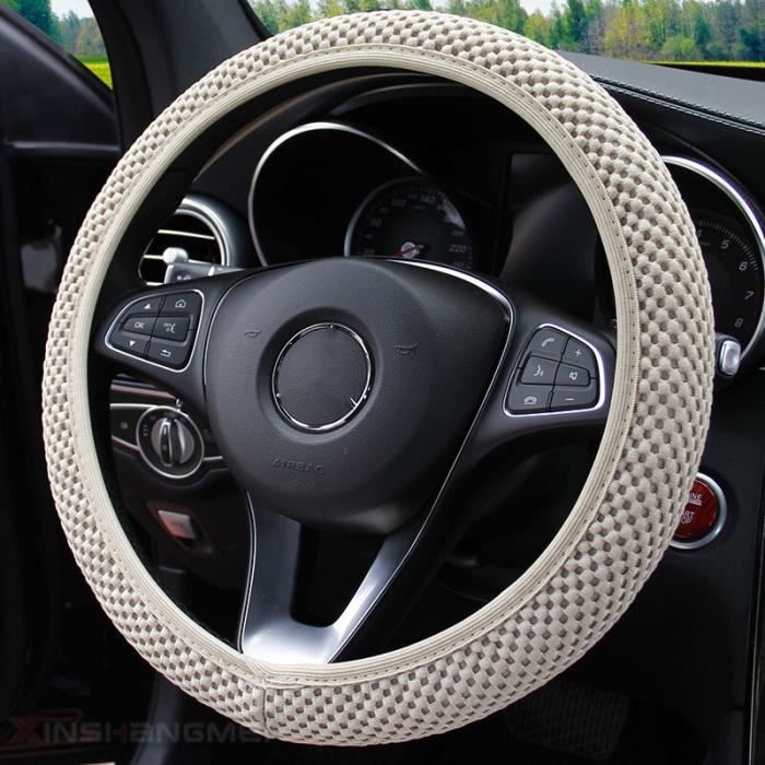 Lenkradbezug, Universeller Elastischer Lenkradbezug, Dickes Massagenetz 38 Cm Ohne Ring, Bremsabdeckung - Beige 1 Stück[b]