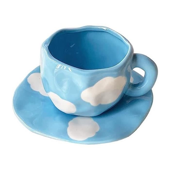 Kaffeetasse, Unregelmäßig Gedrehte Keramik-kaffeetasse, Kreative Wolken-teetasse Mit Untertasse, Für