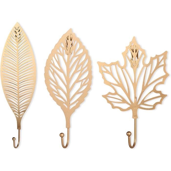 Haken, 3 Stück Wandhaken Blatthaken Zum Aufhängen Von Innendekoration (gold)