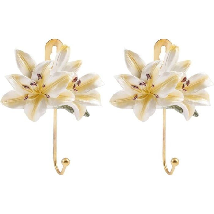 Stück Gelbe Wandhaken Aus Kunstharz In Blumenform, 3d-dekorationshaken In Lilienform Zum Aufhängen Von Schals, Taschen, Mänteln Und Handtüchern