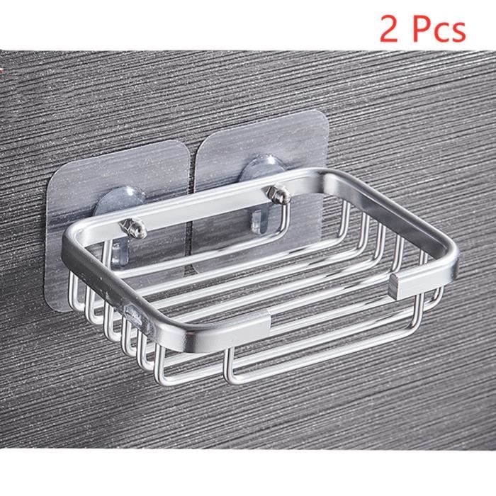 Duschseifenschale – Aluminium – Silber – Selbstklebend – 2-teilig – Feuchtigkeitsbeständig