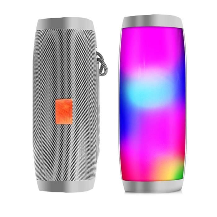 Tragbarer Bluetooth-lautsprecher – Kabellos – 10-w-subwoofer – Farbige Led – Grau – Freisprechfunktion