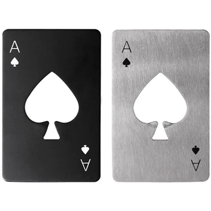 Flaschenöffner – Poker Bier – Edelstahl – 2-teilig – Schwarz Und Silber