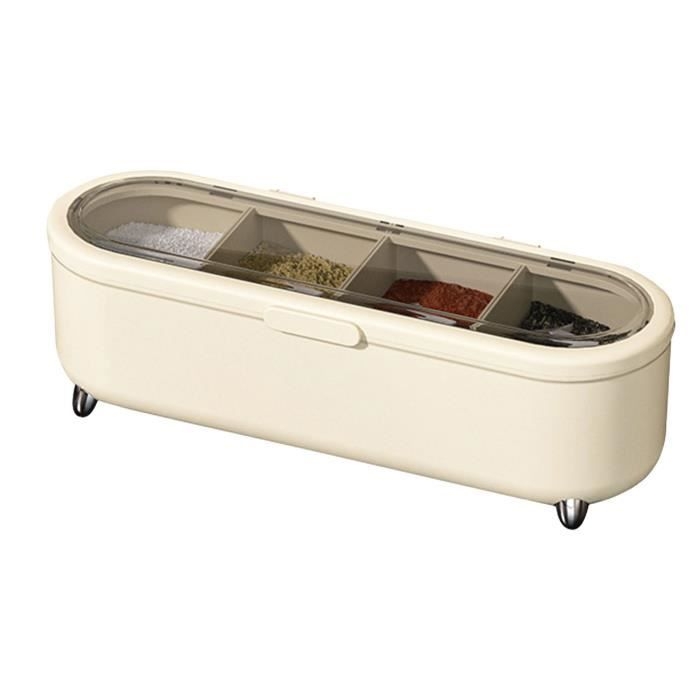 Gewürzbox Mit 4 Fächern – Kunststoff – Modernes Design – 26 X 8,7 X 7,5 Cm
