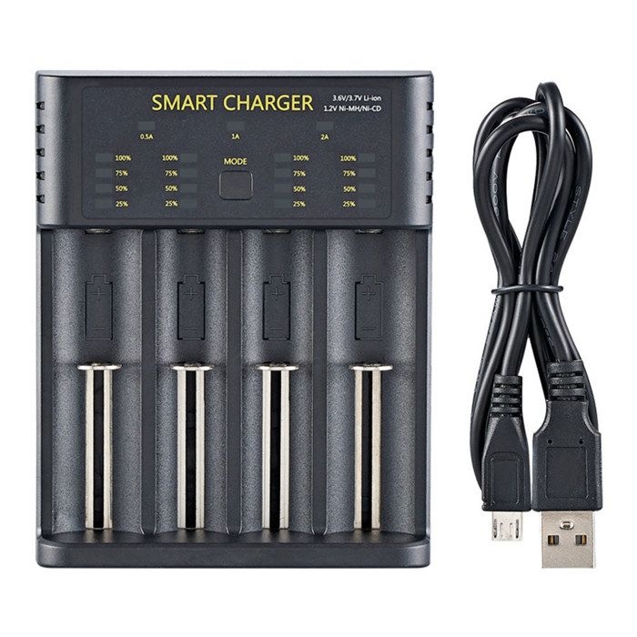 Akkuladegerät – Td – 4 Steckplätze – Überladeschutz – Led-anzeige – Usb