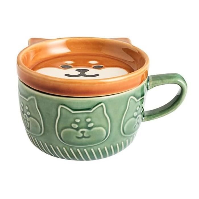 Kaffeetasse, Kreative Keramik-teetasse, Shiba-kaffeetasse Mit Deckel, Frühstückstasse, Für Spout Cup