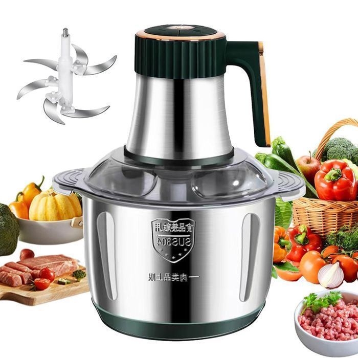 Elektrischer Fleischwolf, 500 W, 5 L Fassungsvermögen, 5 Geschwindigkeitsstufen, 6 Messer Zum Zerkleinern Von Fleisch, Gemüse Und Obst