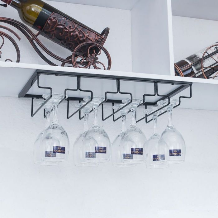 4-facher Gläserhalter, Glänzend Schwarzes Barregal, Hängendes Weinglasregal, Cocktail-bierregal, Hängender Gläserhalterschrank