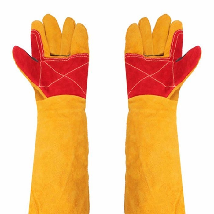 Dicke Schweißerhandschuhe Mit Extra Langen 61 Cm Lederstulpen. Hitzebeständig. Schutzhandschuhe Für Die Arbeit.