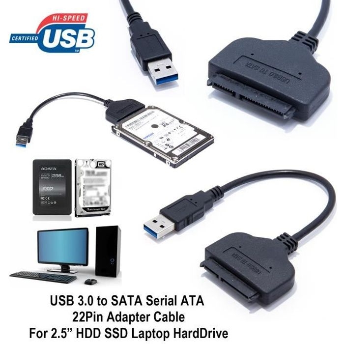 Usb 3.0 Auf Sata Serial Ata 22-pin Adapterkabel Für 2,5" Hdd/ssd-festplatten In Laptops