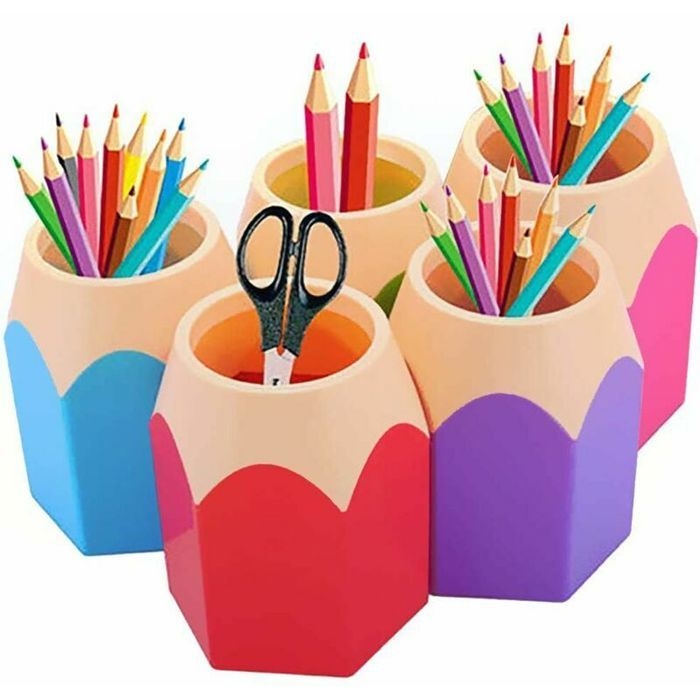 Stiftehalter-set, 5-teilig, Verschiedene Farben, Stiftevase, Stifteetui, Make-up-pinselhalter, Schreibtisch-organizer, Schreibwaren