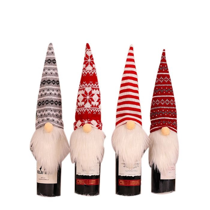 Weihnachtliche Weinflaschendekoration, Weinflaschenetui Mit Weihnachtsmannmotiv, Schneemannmotiv, Frohe Weihnachten, 3er-set Weinkarton Ohne Gesicht